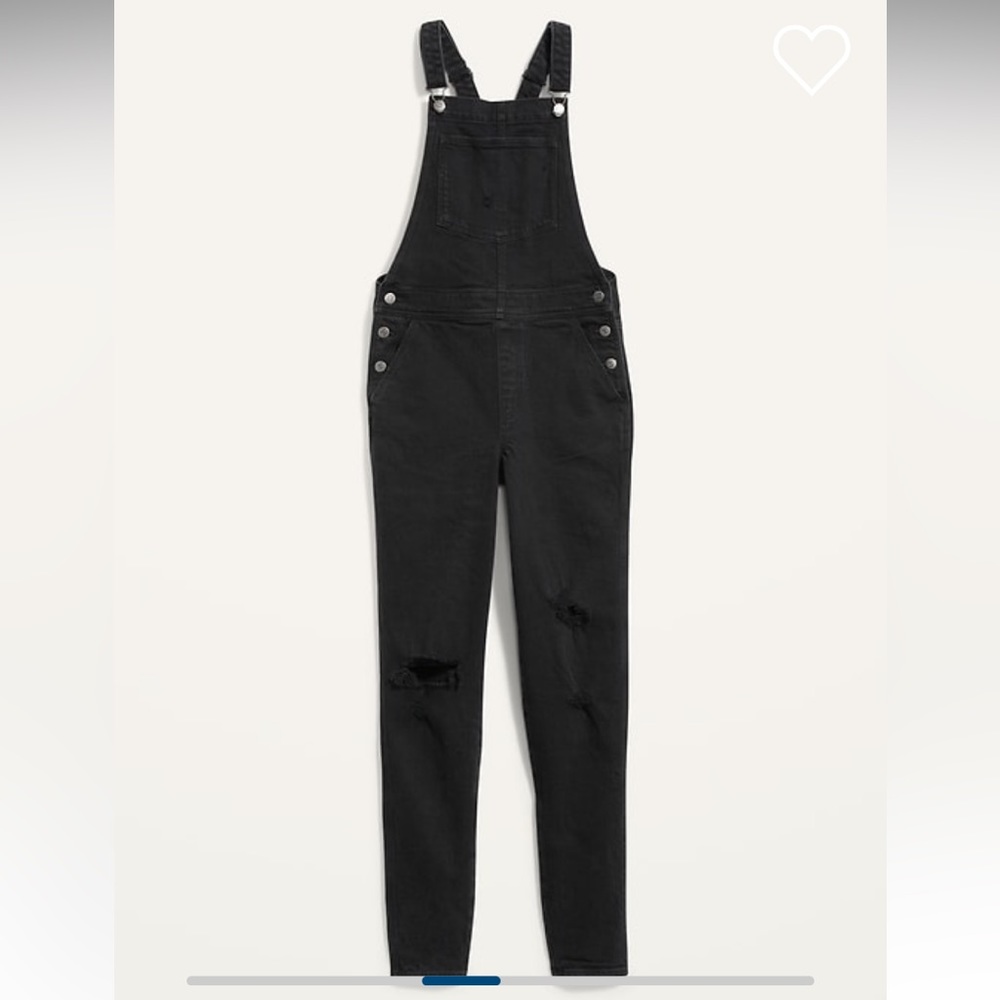 OLD NAVY O.G. Straight Black Ripped Jean Overalls Size 2P NWT